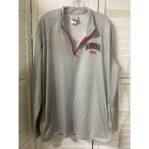 Nebraska Huskers Champion 1/4 Zip Pullover Solid Gray Long Sleeve Men's 2XL - Picture 1 of 7
